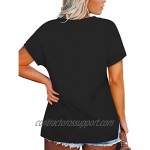 DOLNINE Womens-Plus-Size-Tops-Summer V Neck T Shirts Side Split Tunics Tees