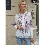Floerns Women's Boho Mexican Print Loose Casual Long Sleeve Tunic Top Blouse