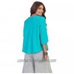 Focus Fashion Women's Cotton Voile Wave Embroidery Tunic Shirts-EC101
