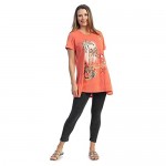Jess & Jane Women's Viva City Mineral Washed Cotton Short Sleeve Tunic Top