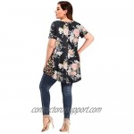 LARACE Leopard Print Tops for Women Short Sleeve Plus Size Tunics Color Block Tee Shirt