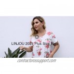 LINJOU Women's Plus Size Tops Flowy Casual Summer Blouses Pleated Short Sleeve Fit Flare ​Tunics Shirts