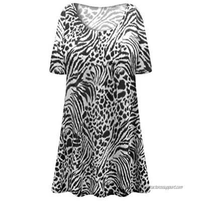 Plus Size Top Extra Long A-Line Animal Knit Print