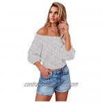 PRETTYGARDEN Women’s Fashion Floral Print Off Shoulder Tops Flare Long Sleeve Casual Loose Blouses Shirts