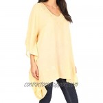 Sakkas Wren Lightweight Circle Poncho Top Blouse with Detailed Embroidery
