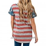 Spadehill Women's July 4th Short Sleeve American Flag Shirt