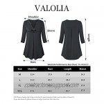 VALOLIA Women's Summer V Neck Blouse Tops 3/4 Sleeve Casual Workwear Loose Shirts