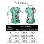 Viracy Women's Short Sleeve V-Neck Casual Flowy Tunic Shirt