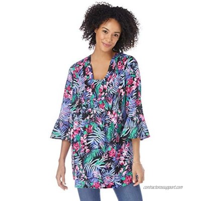 Woman Within Women's Plus Size Bell-Sleeve V-Neck Tunic