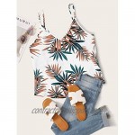Floerns Women's Summer Cherry Print V Neck Cami Top Blouse Shirt