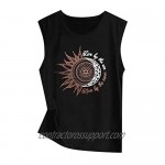 Round Neck Loose Shirts for Women's Sample Graphic Vintage Sleeveless Vest Summer Casual Tops