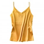 Satin Camisole Tops for Women Solid Color V Neck Silk Sleeveless Undershirts Easy Match for Summer Top
