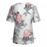 Womens Tops V Neck T Shirts Women Loose Fit Floral Printing Short Sleeved Tops for Women T-Shirt Blouse