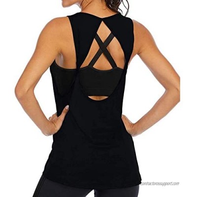 Workout Tops for Women Open Back Yoga Tanks Athletic Shirts Running Gym sleeveless Activewear