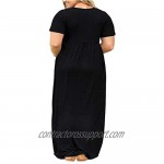 BISHUIGE Women Summer L-6X Plus Size Maxi Dress Long Dresses with Pockets