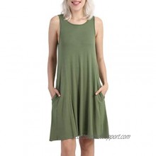 KORSIS Women's Summer Casual T Shirt Dresses Sleeveless Swing Tank Dress Pockets
