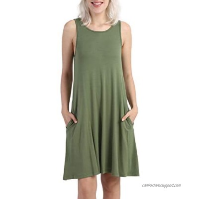 KORSIS Women's Summer Casual T Shirt Dresses Sleeveless Swing Tank Dress Pockets