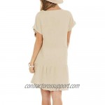 Minclouse Women's Short Sleeve Flowy Swing T Shirt Dress Baby Doll Cute Casual Pockets Dresses