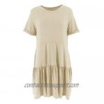 Minclouse Women's Short Sleeve Flowy Swing T Shirt Dress Baby Doll Cute Casual Pockets Dresses