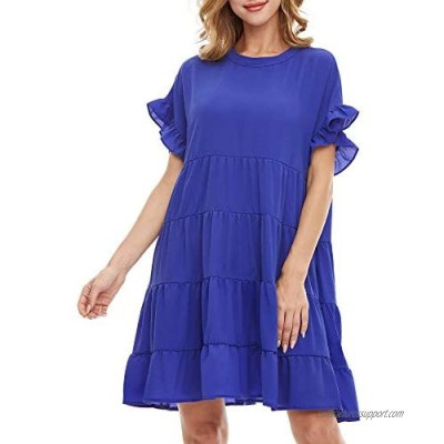 SATINIOR Womens Casual Summer Babydoll Ruffle Loose Mini Dress